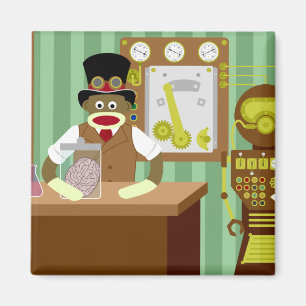 Socken-Affe Steampunk Wissenschaftler Magnet