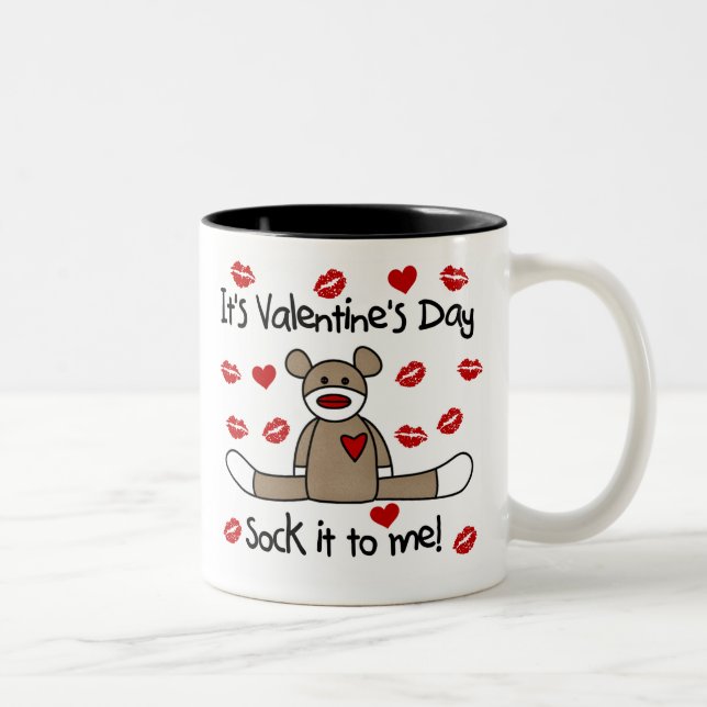 Socken-Affe-Valentinstag Zweifarbige Tasse (Rechts)