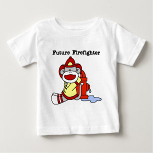 Socken-Affe-zukünftige Feuerwehrmann-T-Shirts und Baby T-shirt