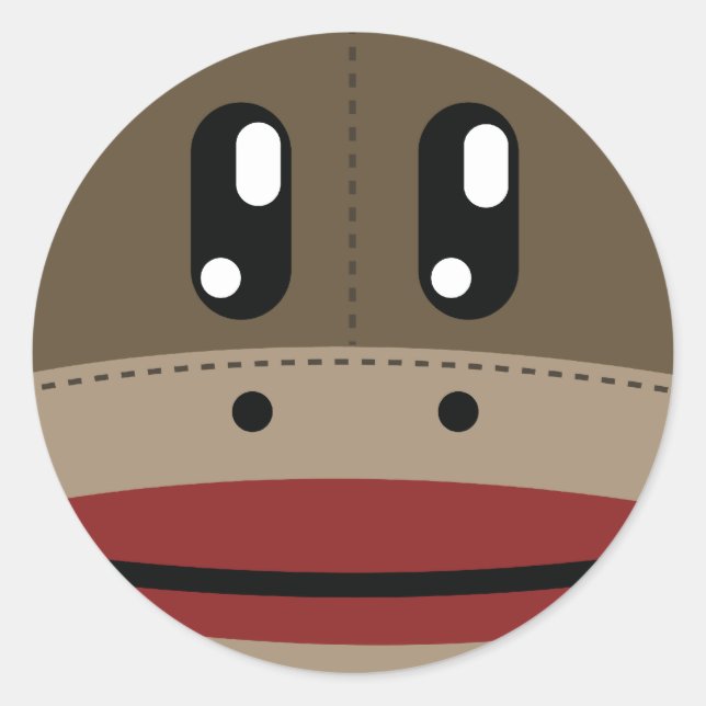 Socken-Affen-Face-Produkte Runder Aufkleber (Vorderseite)