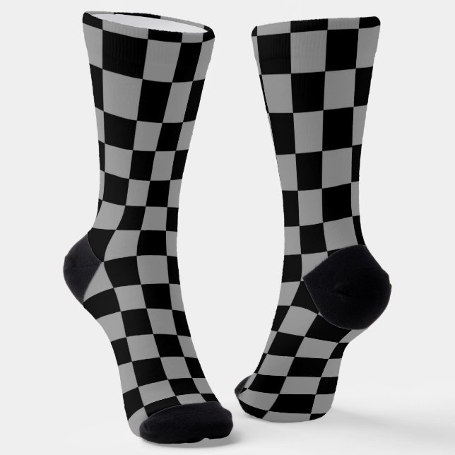 Socken aus schwarzem und grauem Block (Gewinkelt)
