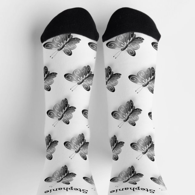 Socken Black Butterfly Design (Oben)