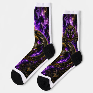 Socken Black Horn – Wikingerhelm mit Flamme