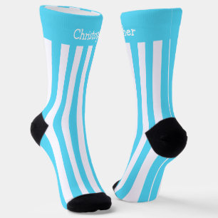Socken, blau und weiß Streifen Socken