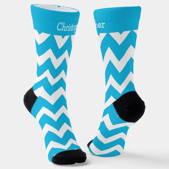 Socken Blau Zick-Zack-Design (Gewinkelt)