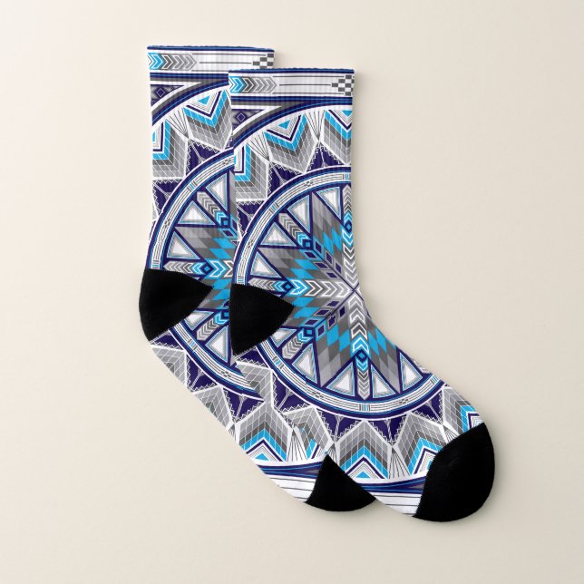 Socken für Männer und Frauen (Sacred Places Blue) (Paar)