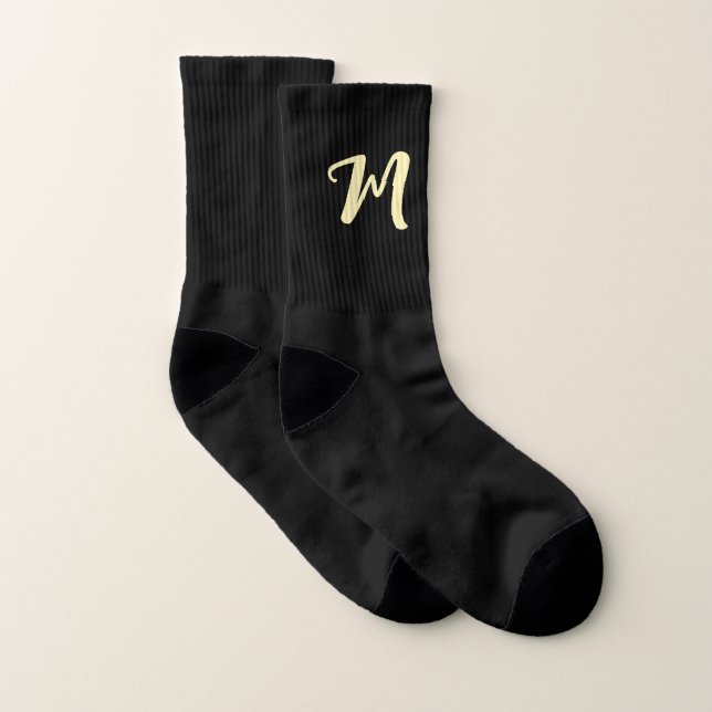 Socken für personalisierte Schwarz- und Gold-Scrip (Paar)
