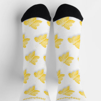 Socken gelbes Schmetterlingsdesign