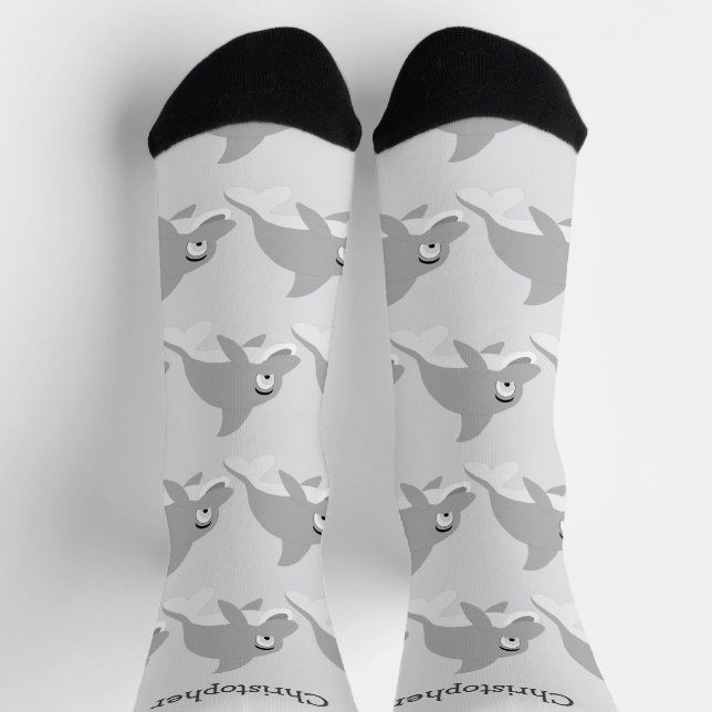 Socken Graues Delfin-Design (Oben)