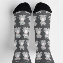 Socken Gray Cat Design