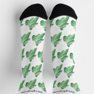 Socken Green Butterfly Design