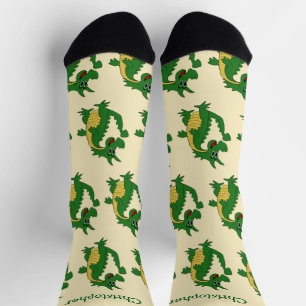 Socken Grüner Drachen-Design