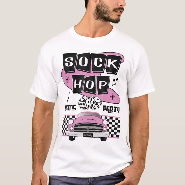Socken Hop Dance Party Retro 50er Costume Rock T-Shirt (Vorderseite)