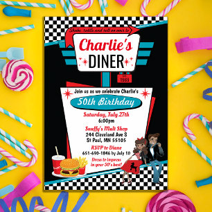 Socken Hop Design für Diner Retro Geburtstagsparty Einladung