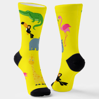 Socken mit afrikanischen Cartoon-Tieren