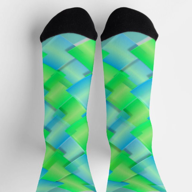 Socken mit blauer und grüner Crew (Oben)