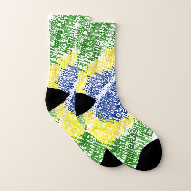 Socken mit brasilianischer Flagge (Paar)
