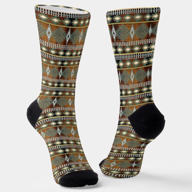 Socken mit ethnischer Geometrie im Südwesten (Gewinkelt)