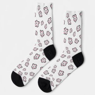Socken mit rosa Blumenmotiv