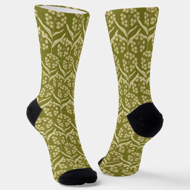 Socken mit vintage-blauem botanischem Muster (Gewinkelt)