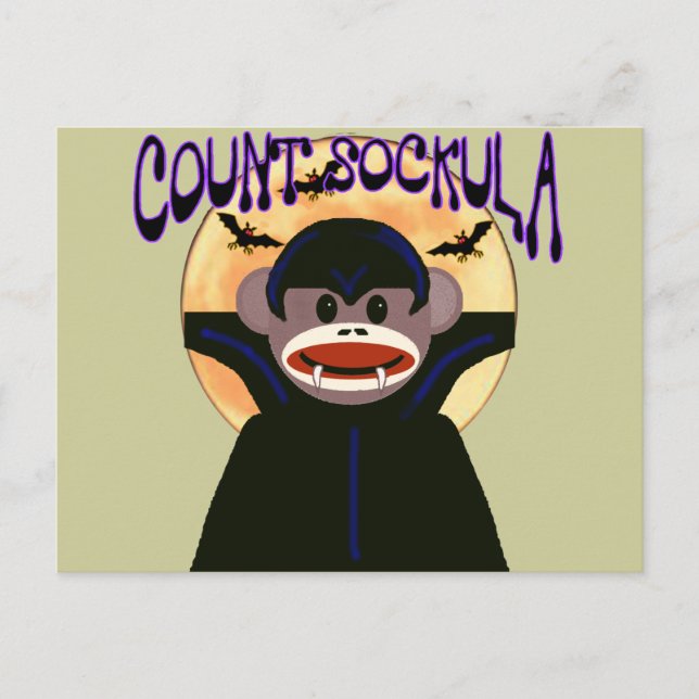 Socken Monkey Count Sockula Postkarte (Vorderseite)