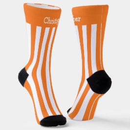 Socken, orange und weiße Streifen Socken