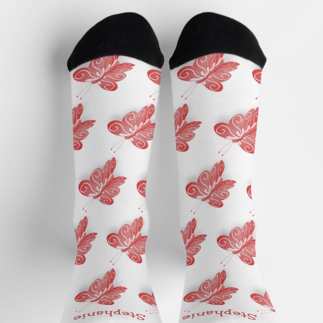 Socken Red Butterfly Design (Oben)