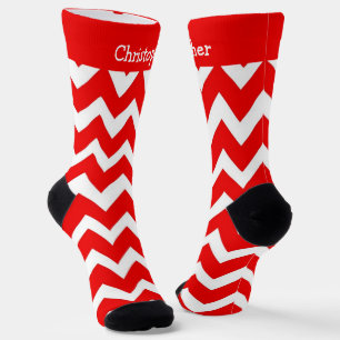Socken Rot Zick-Zack-Design