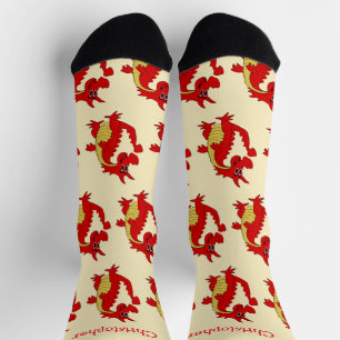 Socken rotes Drachen-Design