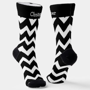 Socken Schwarz-Weiß-Zickzack-Muster