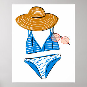 Socken Sie die Sonne auf - Blue Swimsuit Poster