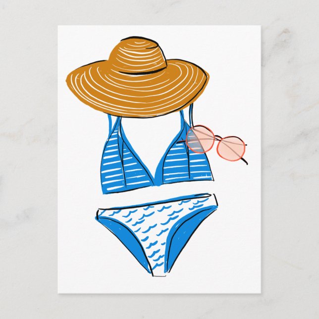 Socken Sie die Sonne hoch - Blue Swimsuit Postkarte (Vorderseite)