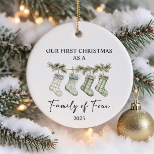 Socken Weihnachten als Familie von Vier Keramik Ornament