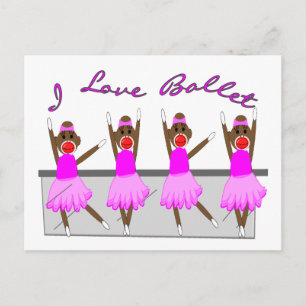 Sockenaffe "I LIEBE BALLET" Postkarte