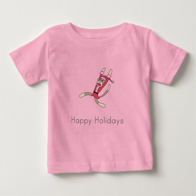 Sockenaffe-Weihnachtskarte Baby T-shirt (Vorderseite)
