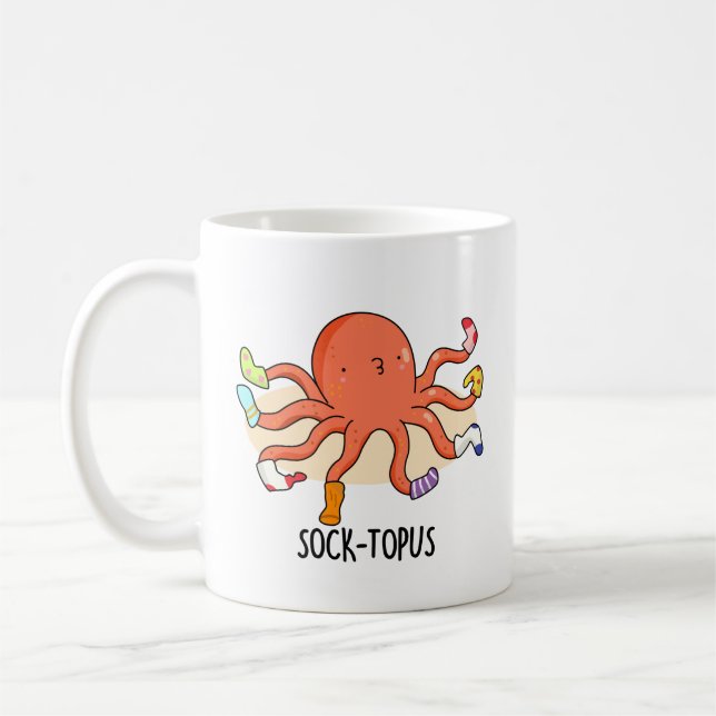 Sockentopus Funny Octopus mit Socken Pun Kaffeetasse (Links)