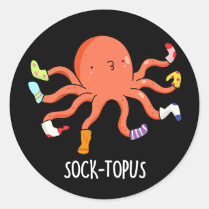 Sockentopus Funny Octopus mit Socken Pun Runder Aufkleber