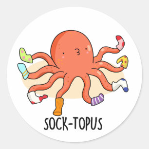 Sockentopus Funny Octopus mit Socken Pun Runder Aufkleber