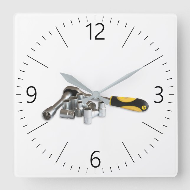 Socket-Rrends Quadratische Wanduhr (Vorderseite)