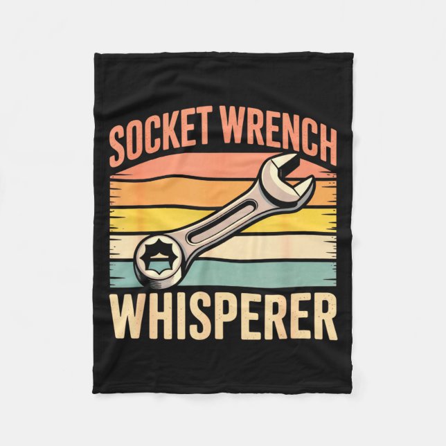 Socket Wrench Whisperer Retro Mechanic Crew Auto T Fleecedecke (Vorderseite)