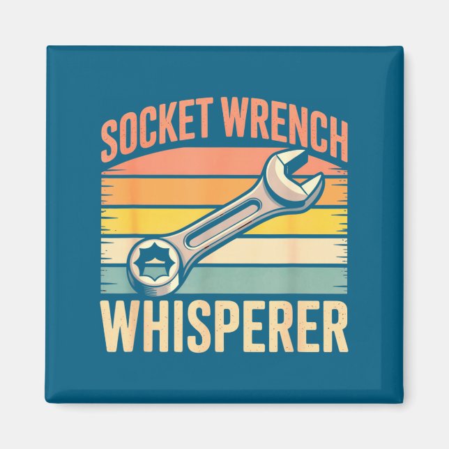 Socket Wrench Whisperer Retro Mechanic Crew Auto T Magnet (Vorne)