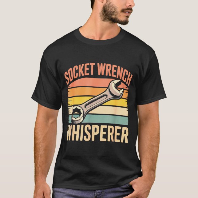 Socket Wrench Whisperer Retro Mechanic Crew Auto T T-Shirt (Vorderseite)