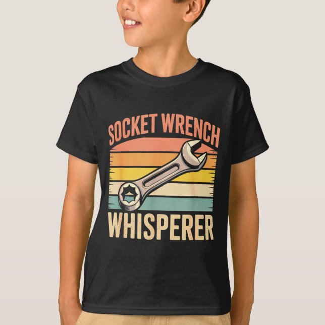 Socket Wrench Whisperer Retro Mechanic Crew Auto T T-Shirt (Vorderseite)