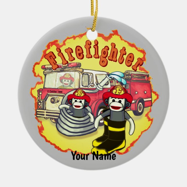 Socketmonkey Feuerwehrmann Keramik Ornament (Vorne)