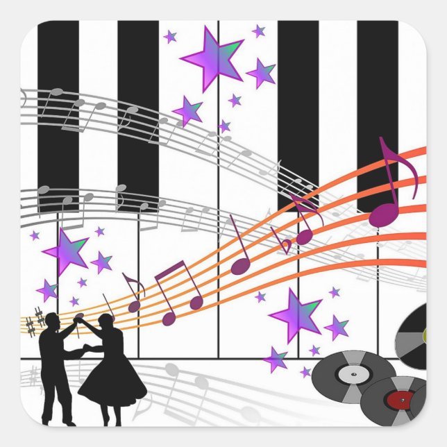 SockHop Nostalgia Quadratischer Aufkleber (Vorderseite)