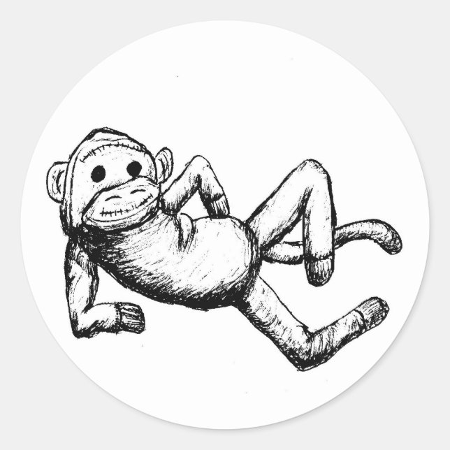 Sockmonkey1 005 runder aufkleber (Vorderseite)
