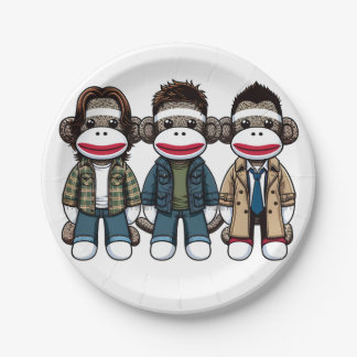 SockMonkey Hunter Brothers und ihr Engel Friend Pappteller