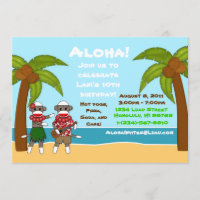 SockMonkey Luau Geburtstag Einladung
