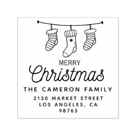 Socks Frohe Weihnachtsfamilie Name Rücksendeadress Permastempel