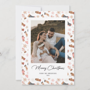 Socks Gloves Schneeflocken Foto Weihnachtskarten Feiertagskarte